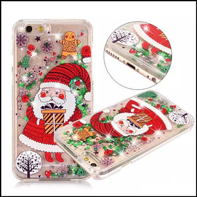 iPhone SE (2022) / SE (2020) / 8 / 7 Handyhülle - Glitzerndes Case aus Hartplastik - Weihnachtsmotiv - Weihnachtsmann