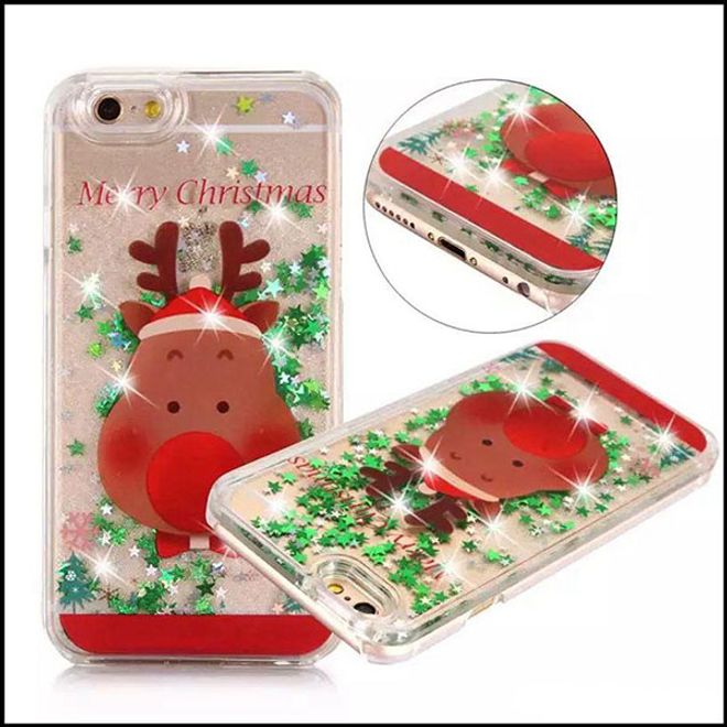 iPhone 5/5S/SE Phone Case - Glittering Hard Plastic Case - Christmas Design - Moose