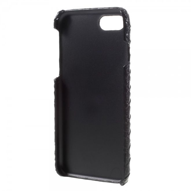 Coque rigide en plastique noir avec revêtement effet cuir tissé pour iPhone SE (2022) / SE (2020) / 8 / 7 - Noir
