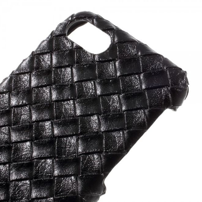 Coque rigide en plastique noir avec revêtement effet cuir tissé pour iPhone SE (2022) / SE (2020) / 8 / 7 - Noir