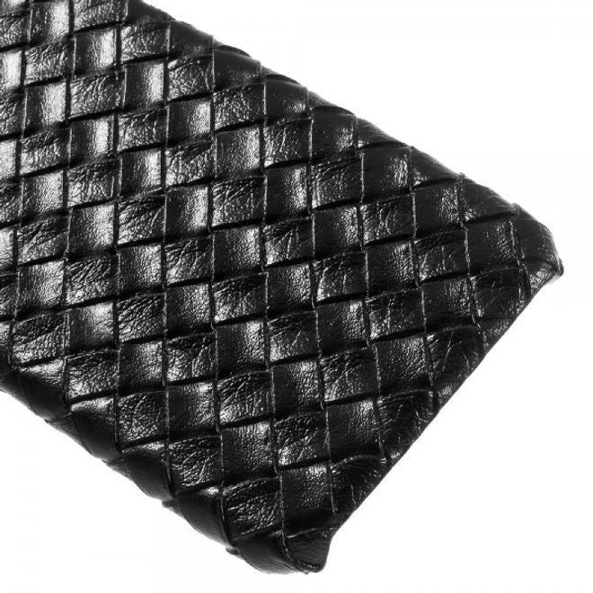 Coque rigide en plastique noir avec revêtement effet cuir tissé pour iPhone SE (2022) / SE (2020) / 8 / 7 - Noir