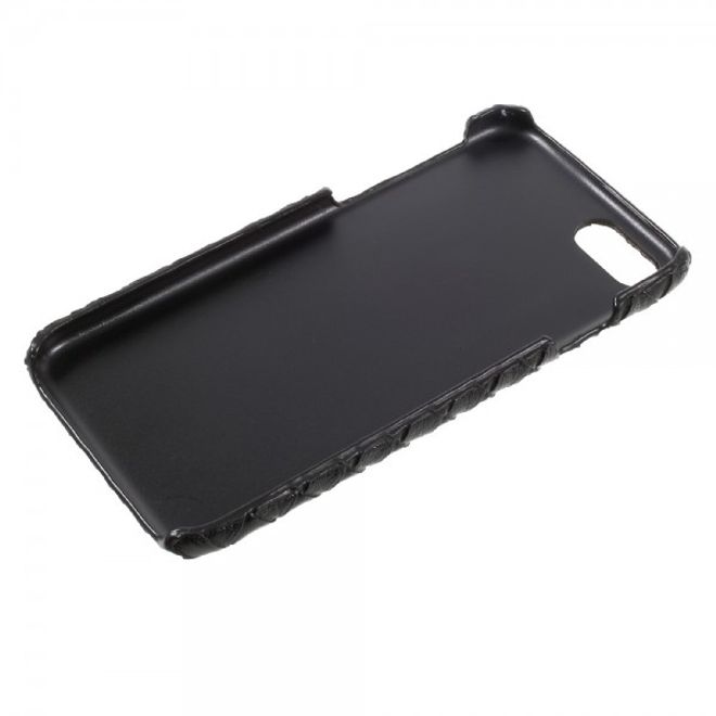 Coque rigide en plastique noir avec revêtement effet cuir tissé pour iPhone SE (2022) / SE (2020) / 8 / 7 - Noir