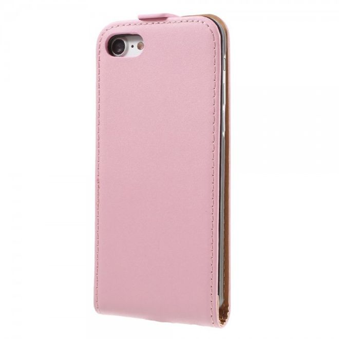 iPhone SE (2022) / SE (2020) / 8 / 7 Case - Genuine Split Leather Flip Case - Vertical - Pink