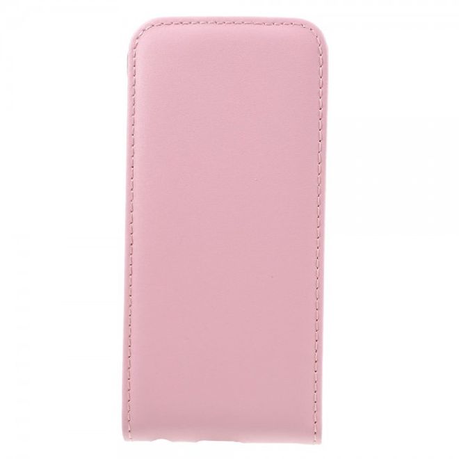iPhone SE (2022) / SE (2020) / 8 / 7 Case - Genuine Split Leather Flip Case - Vertical - Pink