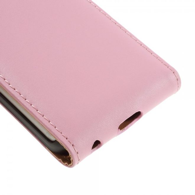 iPhone SE (2022) / SE (2020) / 8 / 7 Case - Genuine Split Leather Flip Case - Vertical - Pink