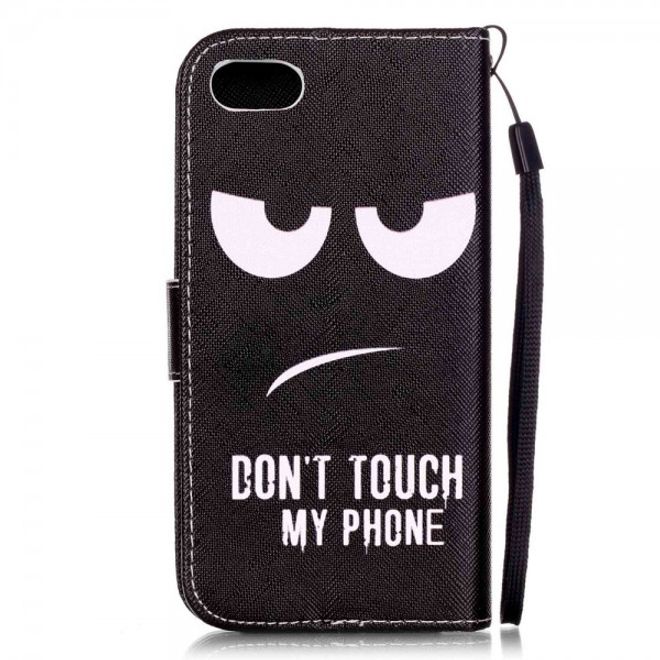 iPhone SE (2022) / SE (2020) / 8 / 7 Leather Cover Phone Case with Angry Smiley and Saying