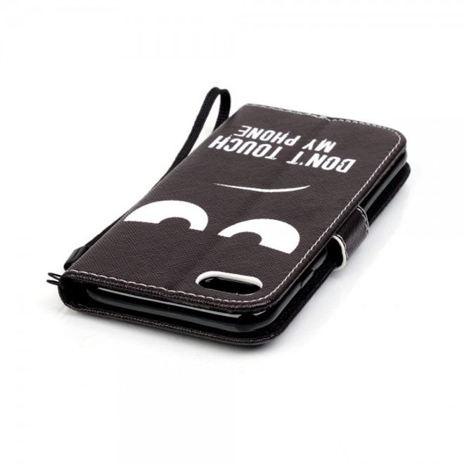 iPhone SE (2022) / SE (2020) / 8 / 7 Leather Cover Phone Case with Angry Smiley and Saying