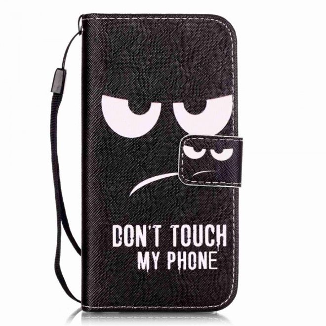 iPhone SE (2022) / SE (2020) / 8 / 7 Leather Cover Phone Case with Angry Smiley and Saying