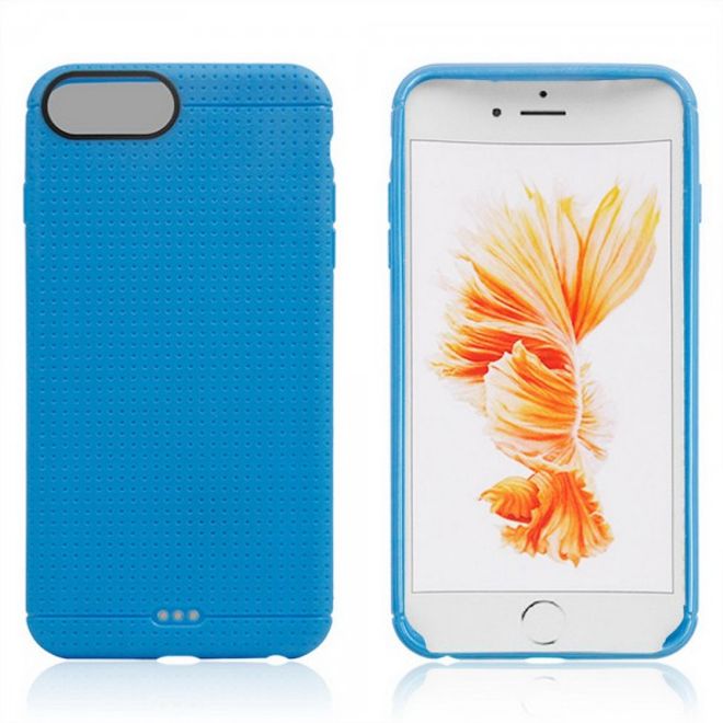 iPhone 8 Plus / 7 Plus Elastische Plastik Case Gummihülle mit Maschenmuster - blau