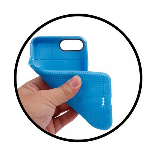 iPhone 8 Plus / 7 Plus Elastische Plastik Case Gummihülle mit Maschenmuster - blau