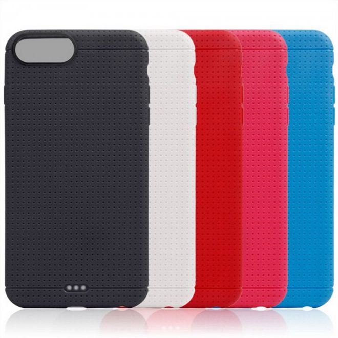 iPhone 8 Plus / 7 Plus Elastische Plastik Case Gummihülle mit Maschenmuster - blau