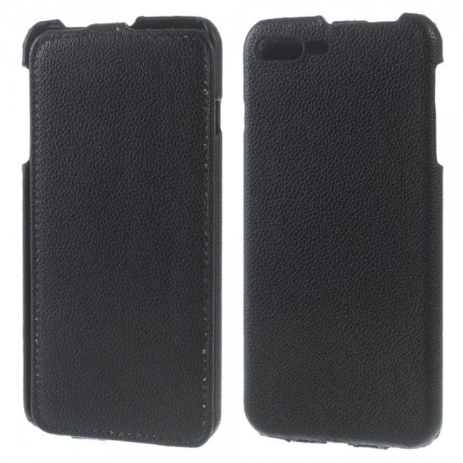 iPhone 8 Plus / 7 Plus Handyhülle - Flip Case aus Leder - Litchitextur - vertikal - schwarz