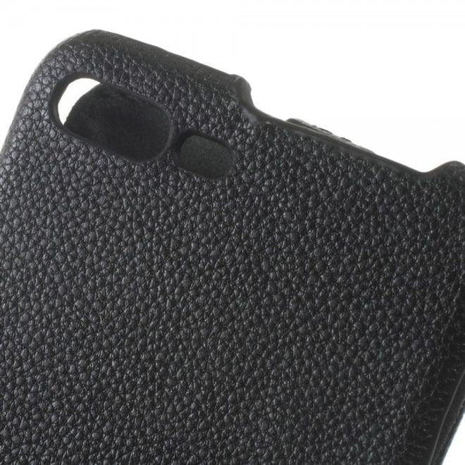 iPhone 8 Plus / 7 Plus Handyhülle - Flip Case aus Leder - Litchitextur - vertikal - schwarz