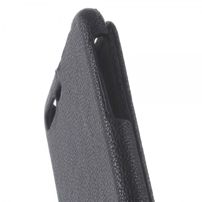 iPhone 8 Plus / 7 Plus Handyhülle - Flip Case aus Leder - Litchitextur - vertikal - schwarz