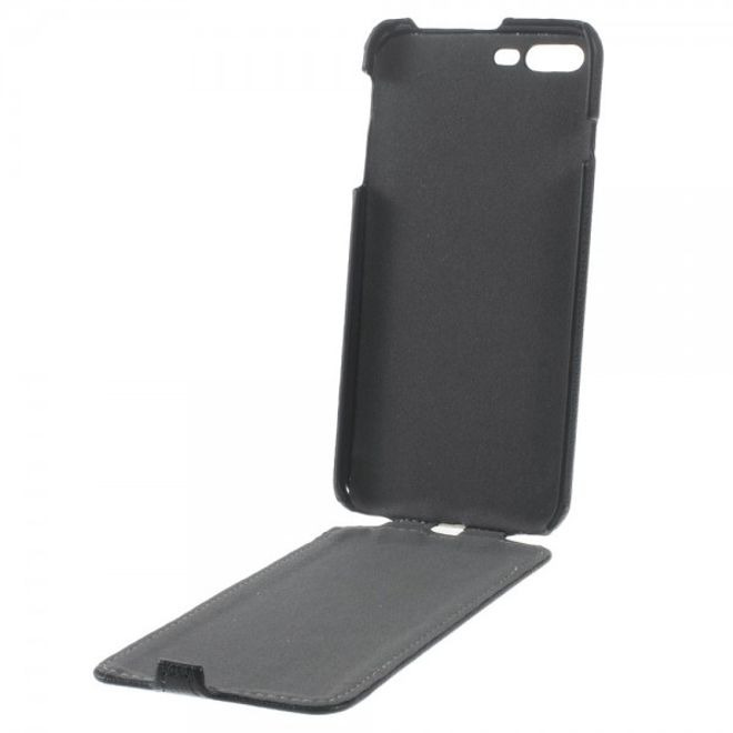 iPhone 8 Plus / 7 Plus Handyhülle - Flip Case aus Leder - Litchitextur - vertikal - schwarz