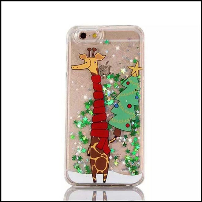 iPhone 8 Plus / 7 Plus Phone Case - Glittering Hard Plastic Case - Christmas Design - Giraffe