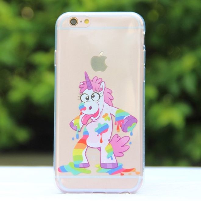 iPhone 8 Plus / 7 Plus Hülle - Case aus biegsamem Plastik - Crazy Einhorn mit Farbspritzer