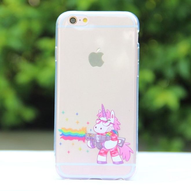 iPhone 8 Plus / 7 Plus Case - Flexible Plastic Case - Cool Unicorn with Weapon