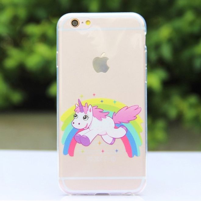 iPhone 8 Plus / 7 Plus Hülle - Case aus biegsamem Plastik - Rennendes Einhorn und Regenbogen