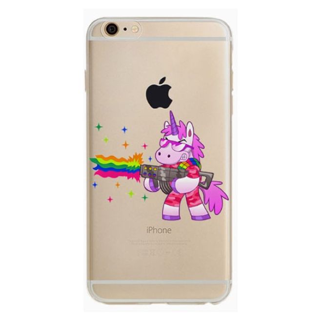 iPhone 8 Plus / 7 Plus Case - Flexible Plastic Case - Cool Unicorn with Weapon