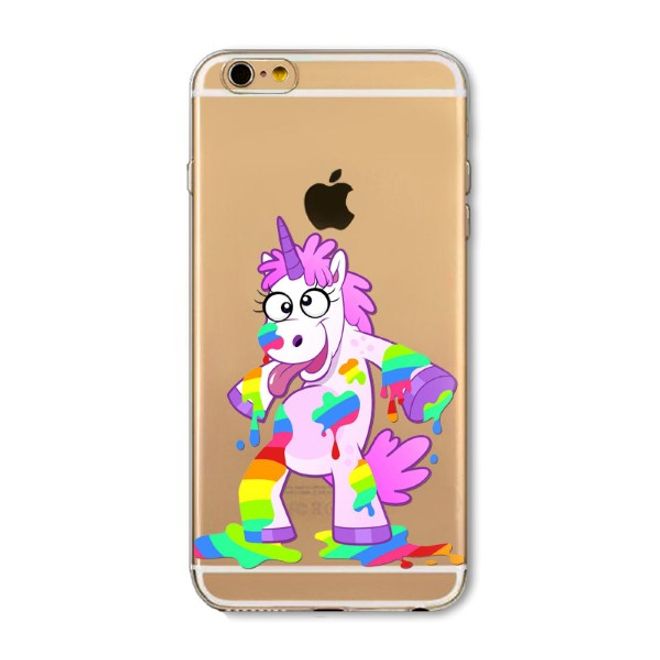 iPhone 8 Plus / 7 Plus Hülle - Case aus biegsamem Plastik - Crazy Einhorn mit Farbspritzer