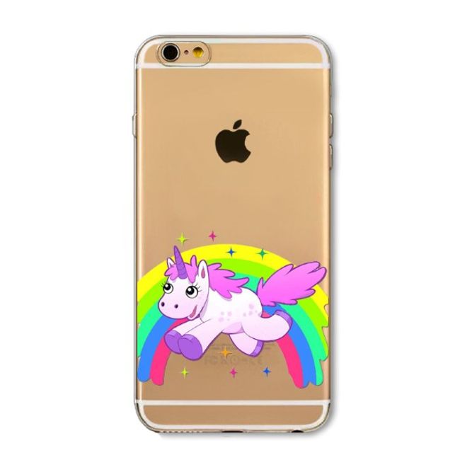 iPhone 8 Plus / 7 Plus Hülle - Case aus biegsamem Plastik - Rennendes Einhorn und Regenbogen