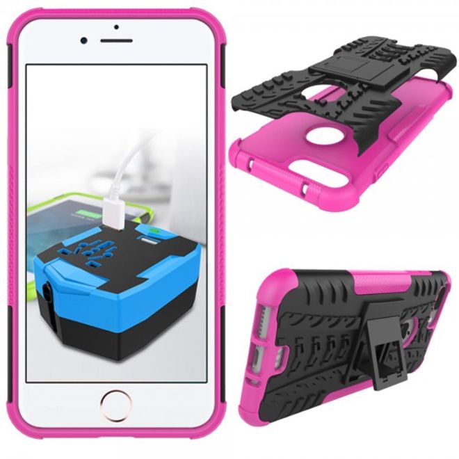 iPhone 8 Plus / 7 Plus Hülle - Case aus elastischem und hartem Plastik - mit Kickstand - rosa
