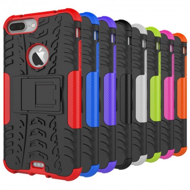 iPhone 8 Plus / 7 Plus Hülle - Case aus elastischem und hartem Plastik - mit Kickstand - rosa