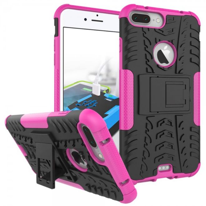 iPhone 8 Plus / 7 Plus Hülle - Case aus elastischem und hartem Plastik - mit Kickstand - rosa