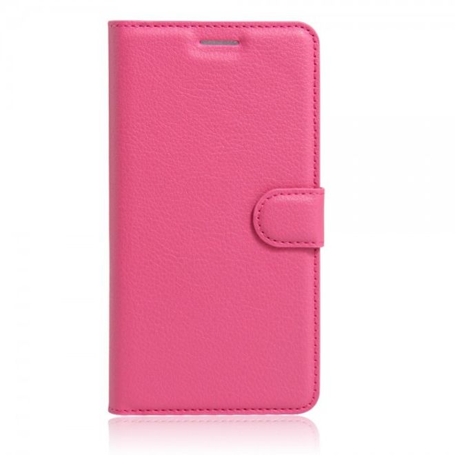 Étui élégant en cuir rose pour iPhone SE (2022) / SE (2020) / 8 / 7, avec emplacements pour cartes de crédit et motif litchi.