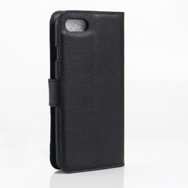 iPhone SE (2022) / SE (2020) / 8 / 7 Schicke Leder Case mit Kreditkartenslots und Litchitextur - schwarz