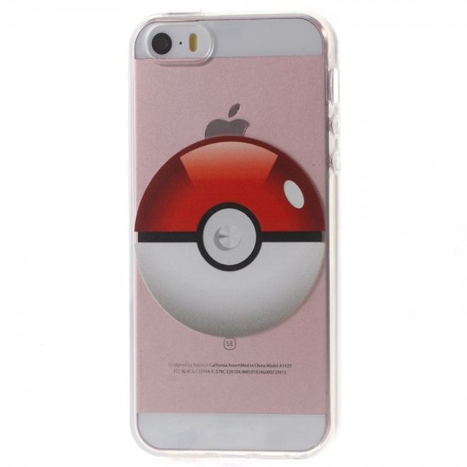 iPhone SE/5S/5 Elastische Plastik Case Gummi Hülle mit grossem Pokeball