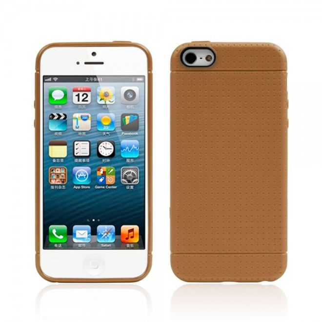 iPhone SE/5S/5 Elastische Plastik Case Handy Hülle mit Maschenmuster - braun