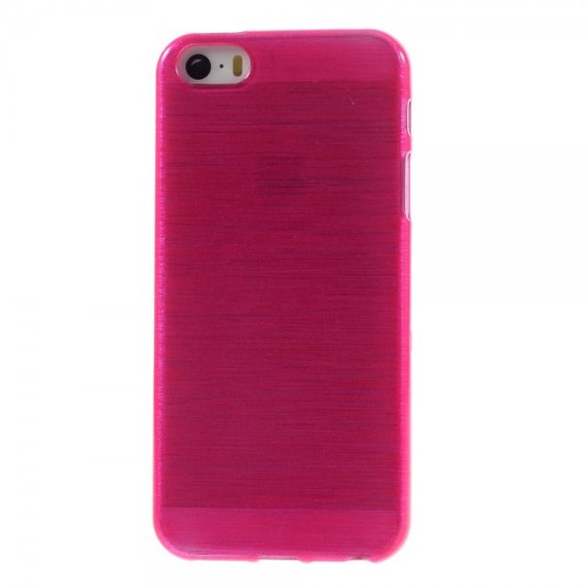 iPhone SE/5S/5 Elastische Plastik Cover Hülle mit glänzender und gebürsteter Oberfläche - rosa
