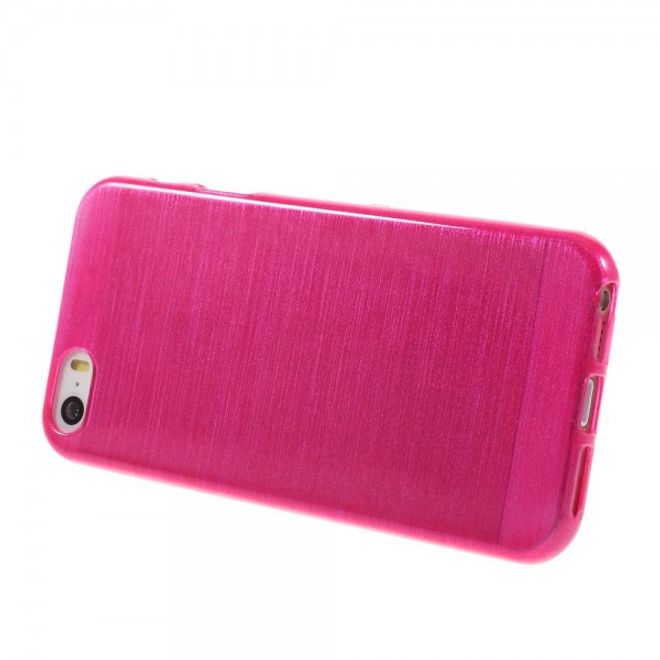 iPhone SE/5S/5 Elastische Plastik Cover Hülle mit glänzender und gebürsteter Oberfläche - rosa