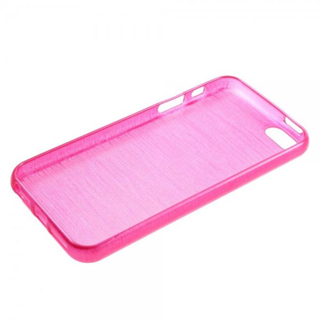 iPhone SE/5S/5 Elastische Plastik Cover Hülle mit glänzender und gebürsteter Oberfläche - rosa