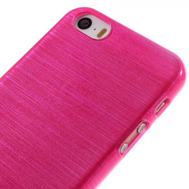 iPhone SE/5S/5 Elastische Plastik Cover Hülle mit glänzender und gebürsteter Oberfläche - rosa