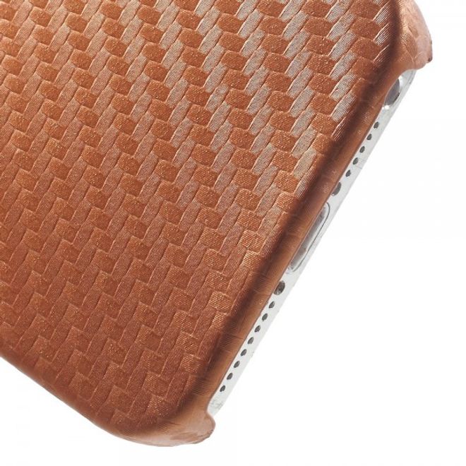 iPhone SE/5S/5 Hart Plastik Case Hülle mit lederartiger Oberfläche und Karbon Muster - braun