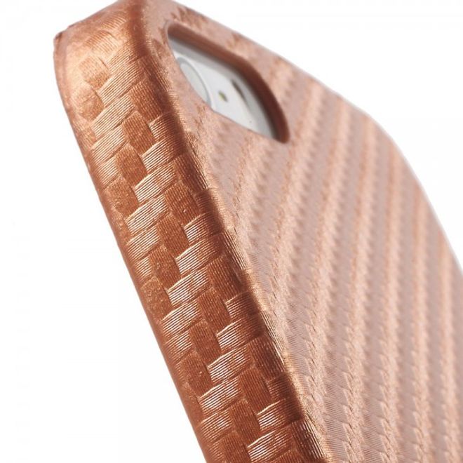iPhone SE/5S/5 Hart Plastik Case Hülle mit lederartiger Oberfläche und Karbon Muster - braun