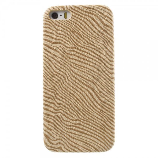 iPhone SE/5S/5 Hart Plastik Cover Handy Hülle mit lederartiger Oberfläche und Zebrastreifen - champagnerfarben