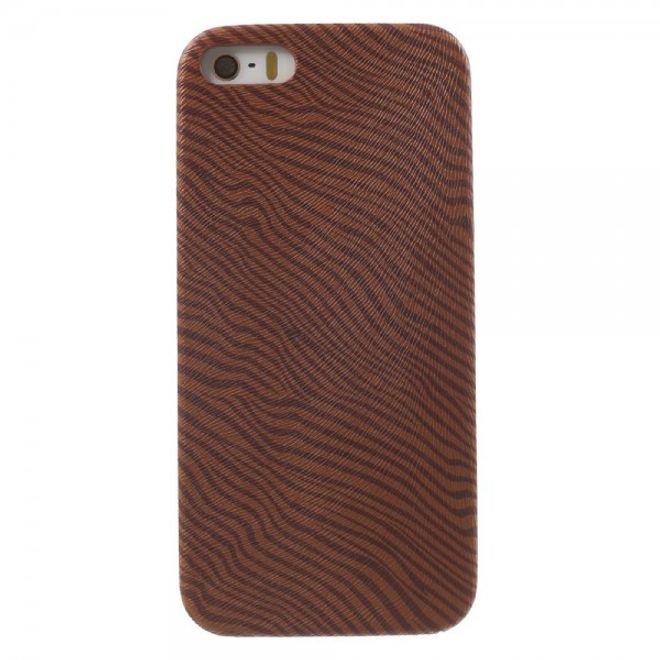 iPhone SE/5S/5 Hart Plastik Cover Handy Hülle mit lederartiger Oberfläche und Zebrastreifen - braun
