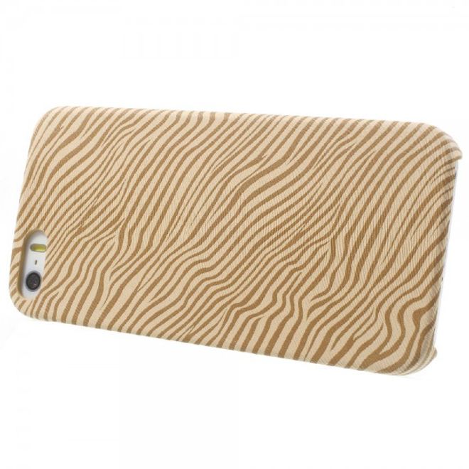 iPhone SE/5S/5 Hart Plastik Cover Handy Hülle mit lederartiger Oberfläche und Zebrastreifen - champagnerfarben