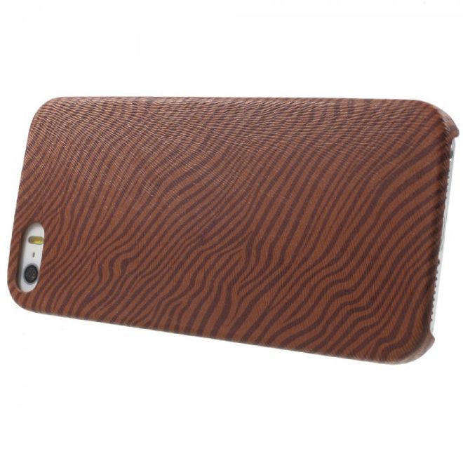 iPhone SE/5S/5 Hart Plastik Cover Handy Hülle mit lederartiger Oberfläche und Zebrastreifen - braun