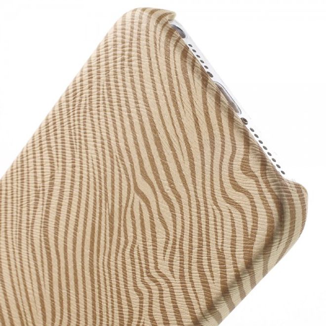 iPhone SE/5S/5 Hart Plastik Cover Handy Hülle mit lederartiger Oberfläche und Zebrastreifen - champagnerfarben