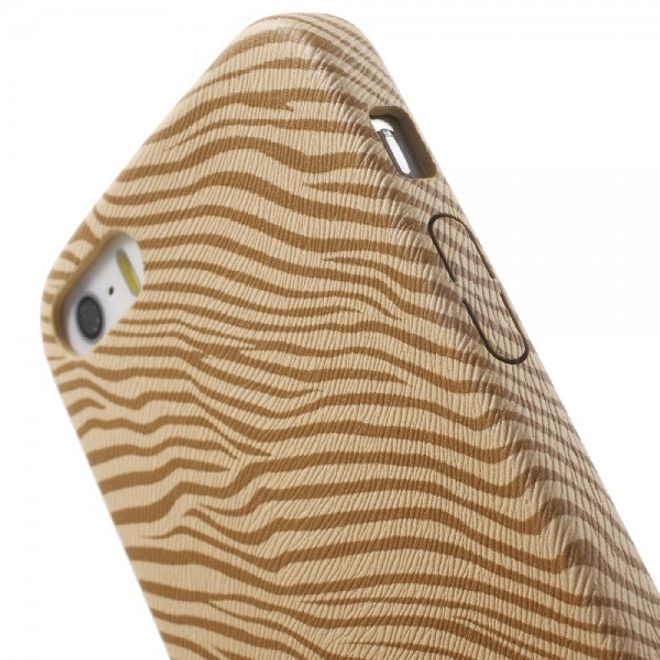 iPhone SE/5S/5 Hart Plastik Cover Handy Hülle mit lederartiger Oberfläche und Zebrastreifen - champagnerfarben