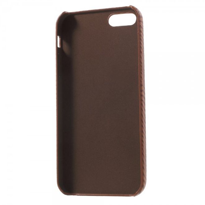 iPhone SE/5S/5 Hart Plastik Cover Handy Hülle mit lederartiger Oberfläche und Zebrastreifen - braun