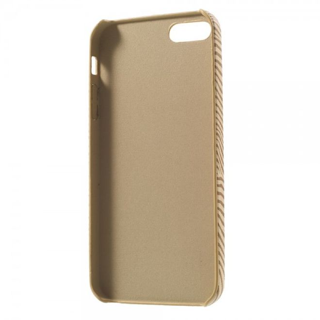 iPhone SE/5S/5 Hart Plastik Cover Handy Hülle mit lederartiger Oberfläche und Zebrastreifen - champagnerfarben