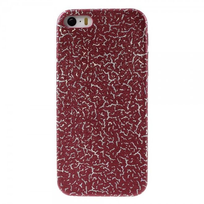 iPhone SE/5S/5 Hart Plastik Cover Hülle mit Blitzmuster - rot