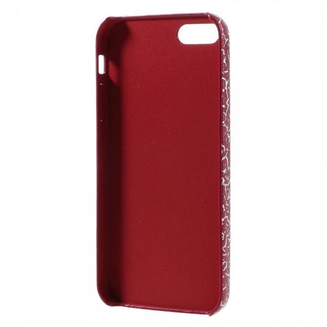 iPhone SE/5S/5 Hart Plastik Cover Hülle mit Blitzmuster - rot