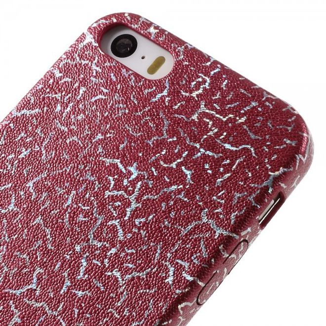 iPhone SE/5S/5 Hart Plastik Cover Hülle mit Blitzmuster - rot